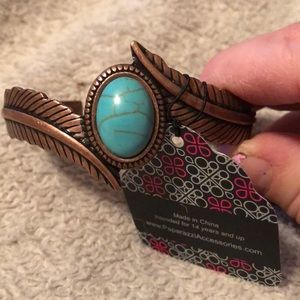 Turquoise & Brass Bangle Bracelet